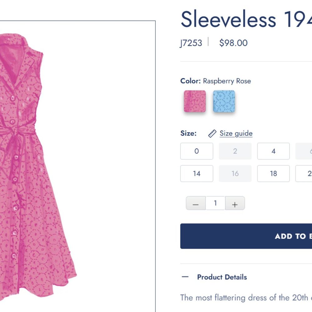 J. Peterman Pink Cotton Sleeveless 1947 Dress Size 0 - Picture 2 of 7